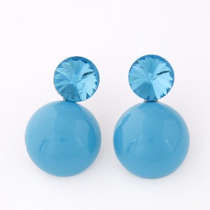 Resin Gem Decorated Candy Ball Fashion Ear Studs - Blue