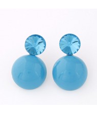 Resin Gem Decorated Candy Ball Fashion Ear Studs - Blue
