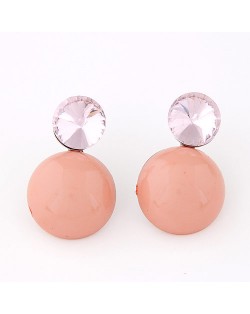 Resin Gem Decorated Candy Ball Fashion Ear Studs - Pink