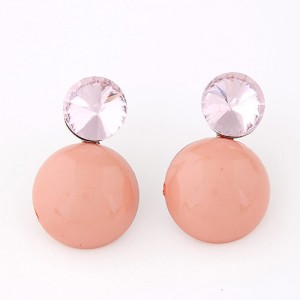 Resin Gem Decorated Candy Ball Fashion Ear Studs - Pink