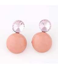 Resin Gem Decorated Candy Ball Fashion Ear Studs - Pink