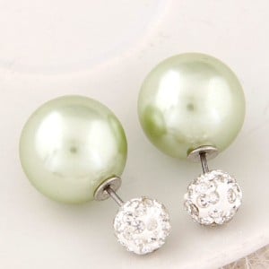 Flash Drilling Ball Pearl Fashion Earrings - Green