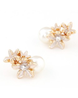 Vivid Flowers Sweet Pearl Fashion Ear Studs - White