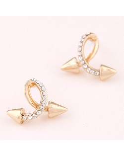 Twist Rivet Design Fashion Ear Studs - Golden