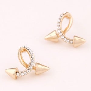 Twist Rivet Design Fashion Ear Studs - Golden
