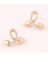 Twist Rivet Design Fashion Ear Studs - Golden