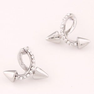 Twist Rivet Design Fashion Ear Studs - Silver