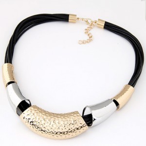 Tribe Fashion Metallic Arch Pendants Wax Rope Necklace
