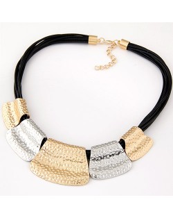 Primitive Metallic Elements Wax Rope Statement Fashion Necklace