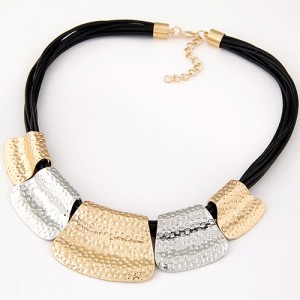 Primitive Metallic Elements Wax Rope Statement Fashion Necklace