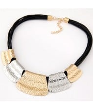 Primitive Metallic Elements Wax Rope Statement Fashion Necklace
