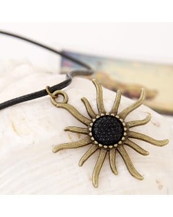 Exaggerating Sunflower Pendant Wax Rope Fashion Necklace - Vintage Copper