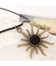 Exaggerating Sunflower Pendant Wax Rope Fashion Necklace - Vintage Copper