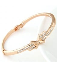 Czech Rhinestone Decorated Bowknot Golden Fashion Bangle