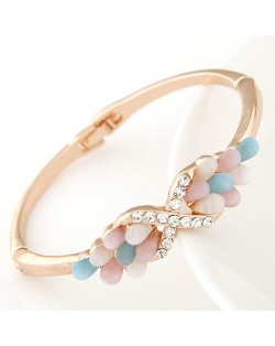 Czech Rhinestone and Colorful Opal Combined Angel Wings Design Fashion Bangle