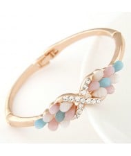 Czech Rhinestone and Colorful Opal Combined Angel Wings Design Fashion Bangle