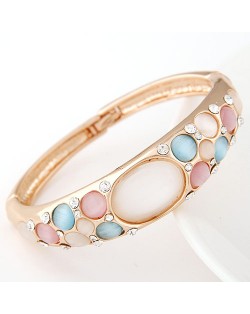 Czech Rhinestone Decorated Colorful Opal Fashion Lady Bangle