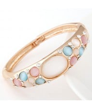 Czech Rhinestone Decorated Colorful Opal Fashion Lady Bangle