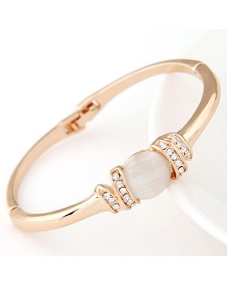 Czech Rhinestone Inlaid with White Opal Fashion Bangle