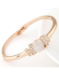 Czech Rhinestone Inlaid with White Opal Fashion Bangle