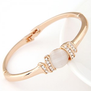 Czech Rhinestone Inlaid with White Opal Fashion Bangle