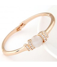 Czech Rhinestone Inlaid with White Opal Fashion Bangle
