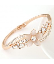 Gorgeous Opal Flower with Czech Rhinestone Embellished Fashion Bangle
