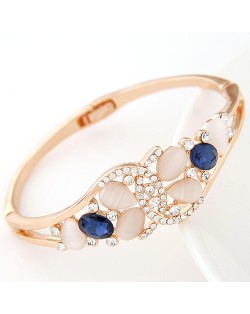 Opal and Czech Rhinestone Jointed Butterfly Fashion Bangle