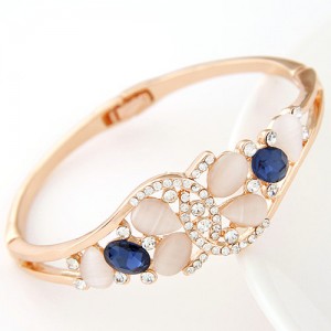 Opal and Czech Rhinestone Jointed Butterfly Fashion Bangle