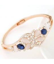 Opal and Czech Rhinestone Jointed Butterfly Fashion Bangle