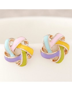 Alluring Spiral Shape Hollow Flower Fashion Earrings - Multicolor