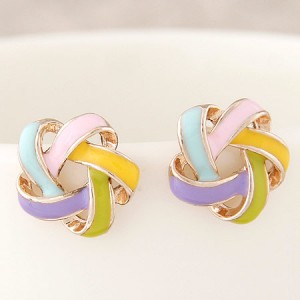 Alluring Spiral Shape Hollow Flower Fashion Earrings - Multicolor