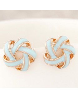 Alluring Spiral Shape Hollow Flower Fashion Earrings - Blue