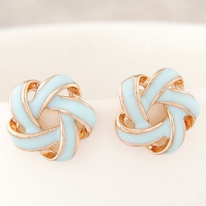 Alluring Spiral Shape Hollow Flower Fashion Earrings - Blue