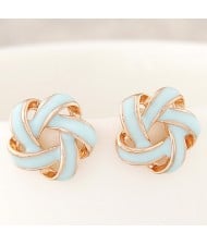 Alluring Spiral Shape Hollow Flower Fashion Earrings - Blue