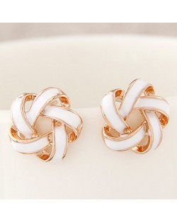 Alluring Spiral Shape Hollow Flower Fashion Earrings - White