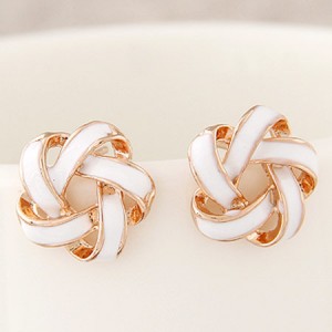 Alluring Spiral Shape Hollow Flower Fashion Earrings - White
