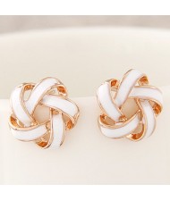 Alluring Spiral Shape Hollow Flower Fashion Earrings - White