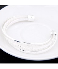 Weaving Texture Fashion Irregular Shape Open-end Style Alloy Bangle - Platinum
