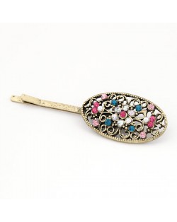 Korean Fashion Colorful Rhinestone Inlaid Hollow Floral Hair Clips