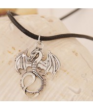 Vintage Flying Dragon Pendant Wax Rope Fashion Necklace