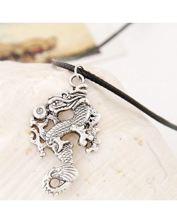 Traditional Dragon Alloy Pendant Wax Rope Fashion Necklace