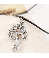 Traditional Dragon Alloy Pendant Wax Rope Fashion Necklace