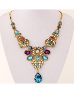 Colorful Rhinestone Gems Inlaid Exotic Fashion Necklace