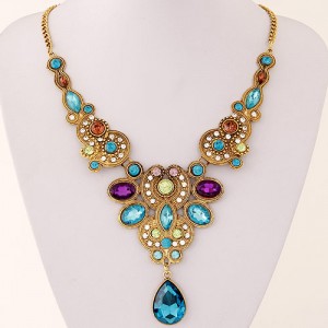 Colorful Rhinestone Gems Inlaid Exotic Fashion Necklace