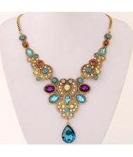 Colorful Rhinestone Gems Inlaid Exotic Fashion Necklace