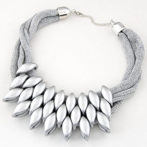 Fashionable Beads Cluster Costume Fashion Necklace - Silver