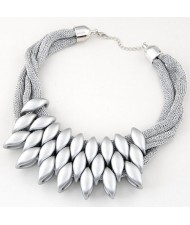 Fashionable Beads Cluster Costume Fashion Necklace - Silver