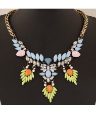 Glamourous Shining Gems Combo Design Statement Fashion Necklace - Copper