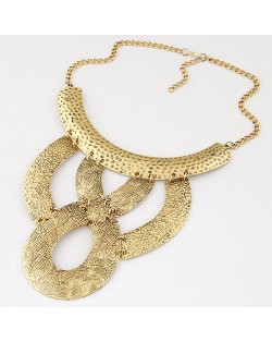 Bold Coarse Golden Strips Combo Design Statement Fashion Necklace